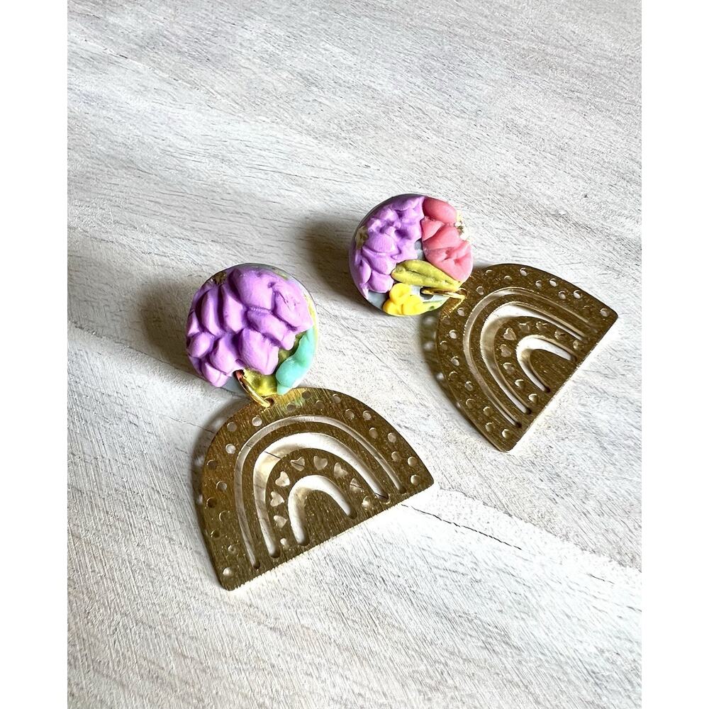 Statement Earrings Handmade Polymer Clay Earrings Handcrafted Artwork Floral